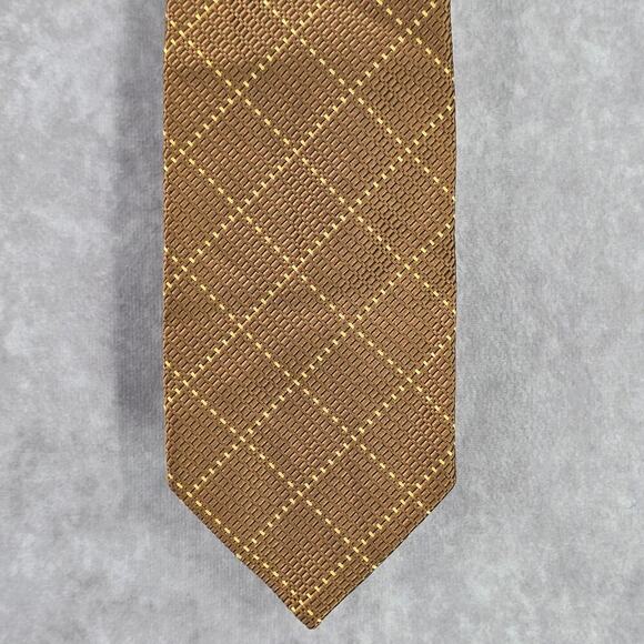 Lee Allison Four in Hands Brown Diamond Executive Geometric Men's Neck Tie - Picture 1 of 4